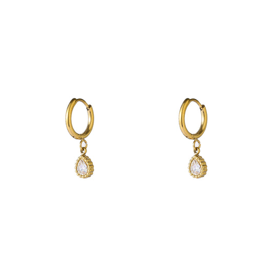 Oorbellen Small Sparkle Drop Hoop
