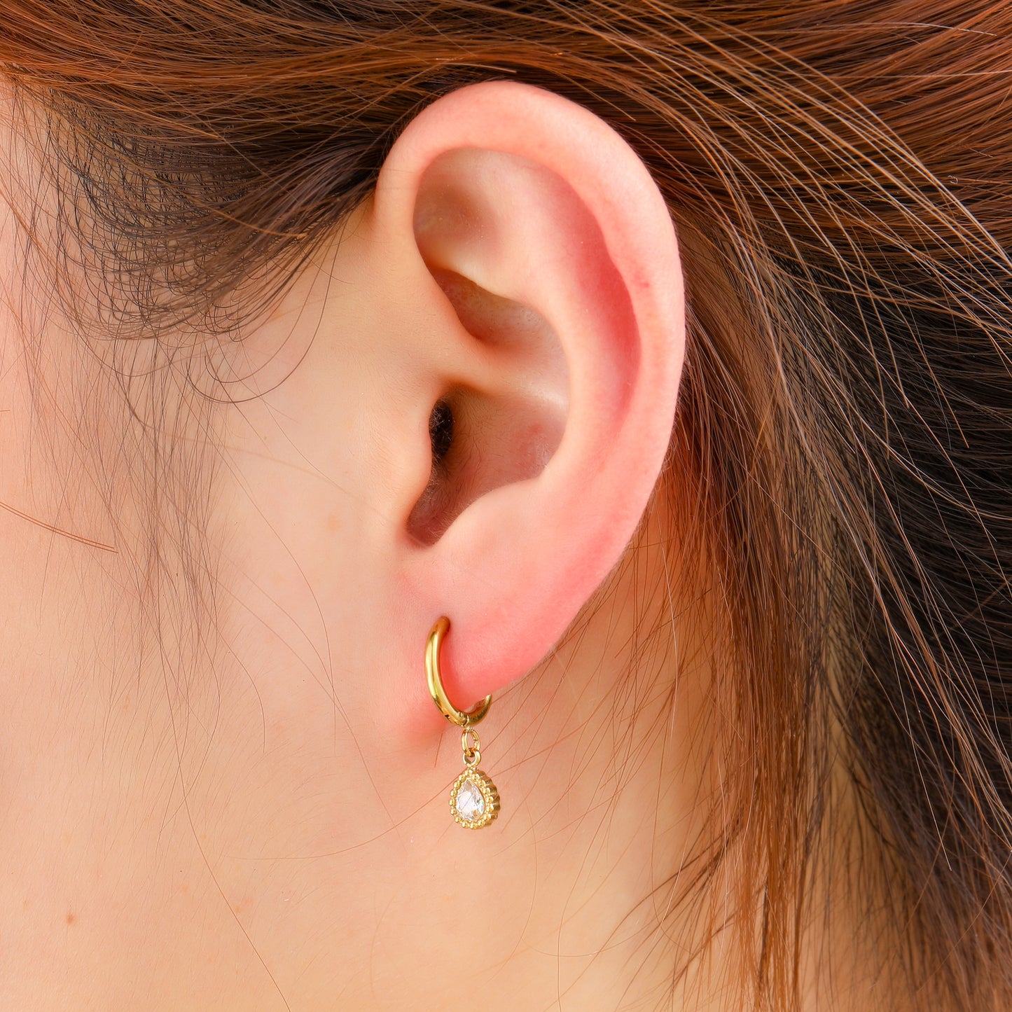 Oorbellen Small Sparkle Drop Hoop