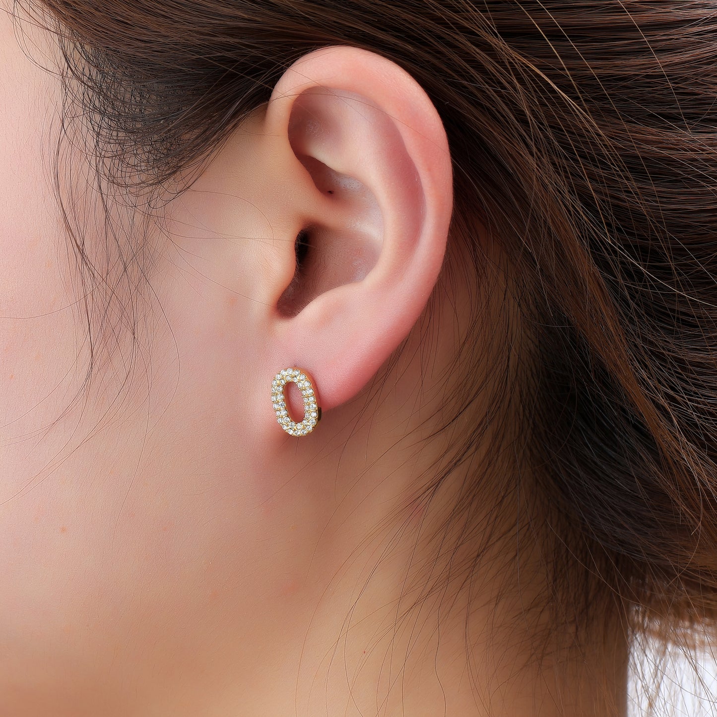 Oorbellen Oval Sparkle stud