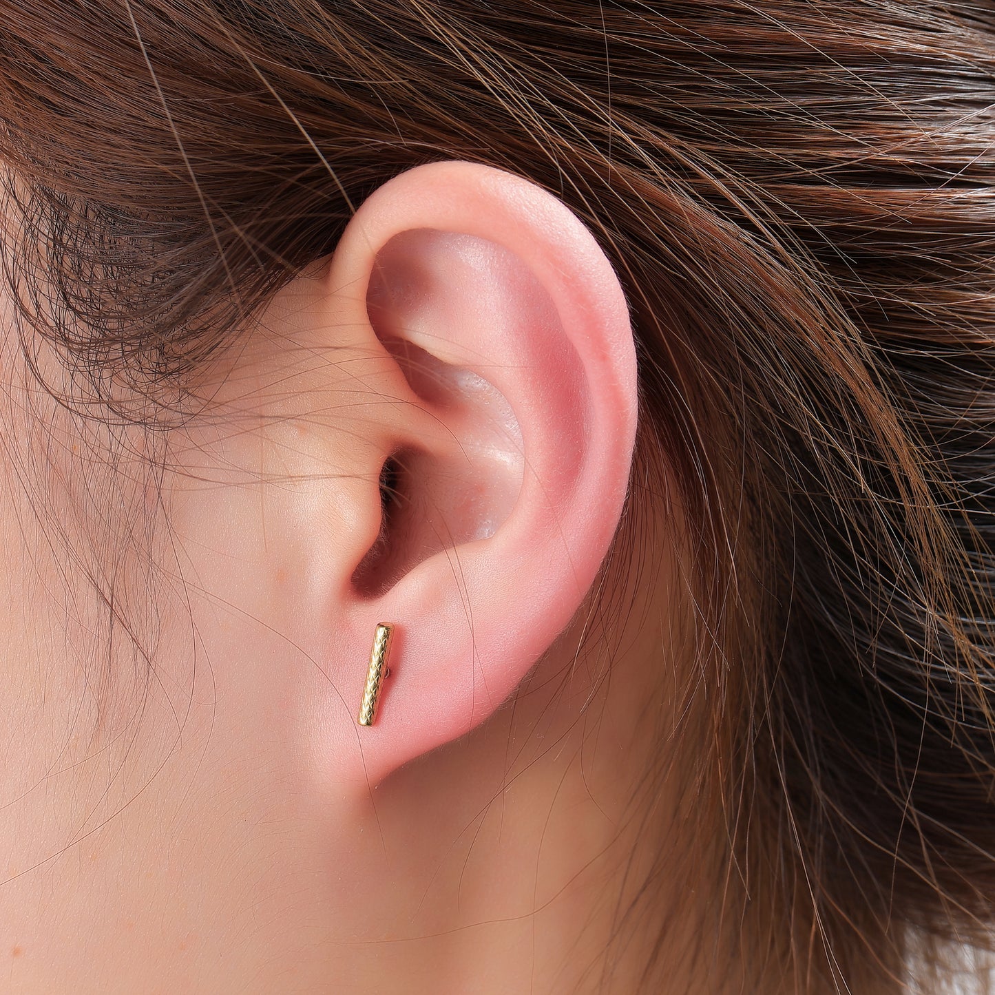 Oorbellen Hammered stud goud