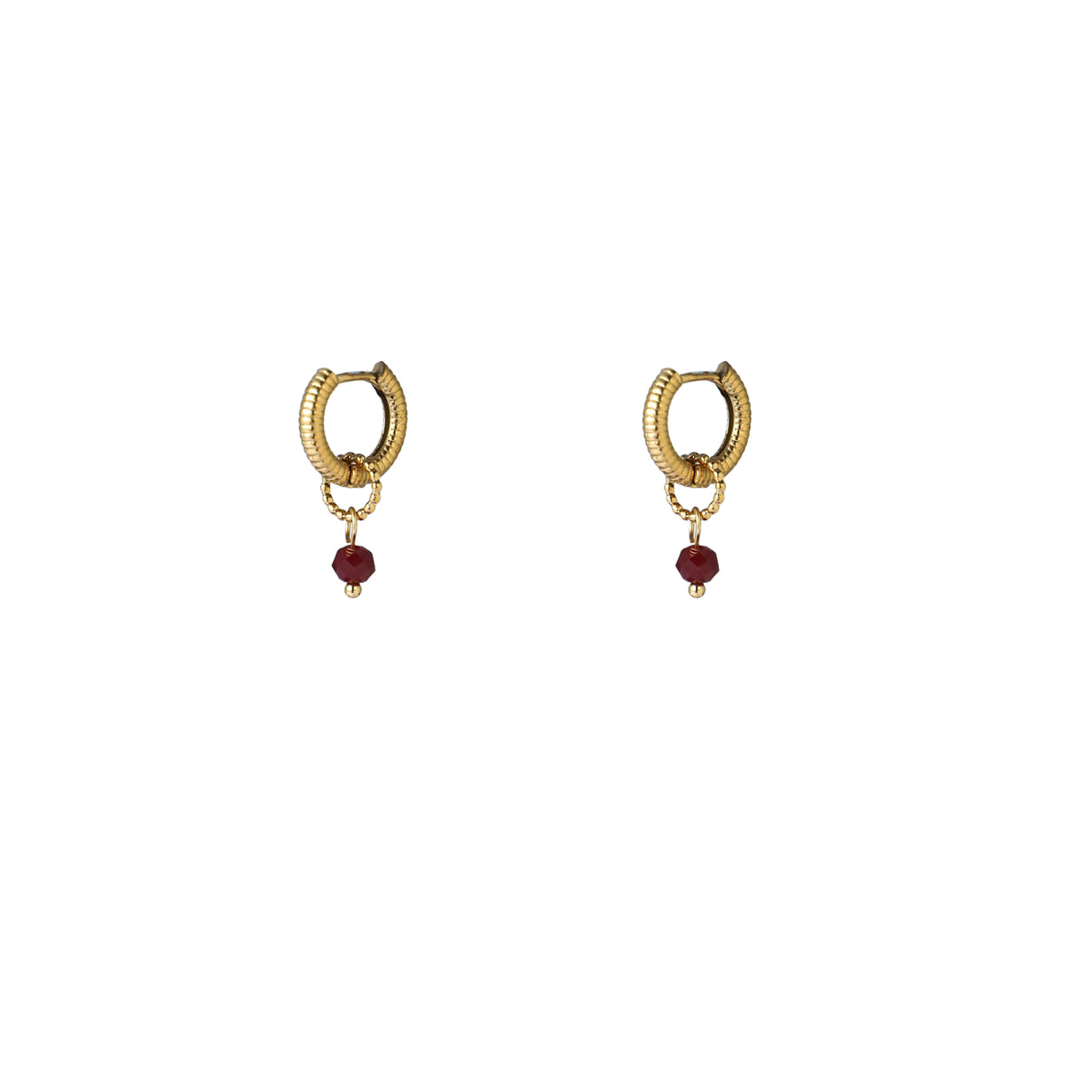 Oorbellen Striped Hoop Burgundy