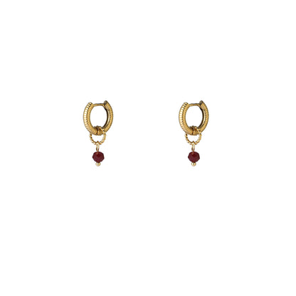 Oorbellen Striped Hoop Burgundy