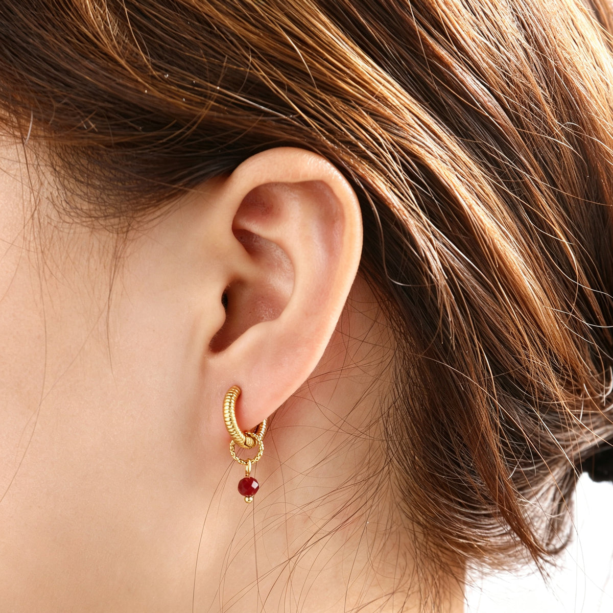 Oorbellen Striped Hoop Burgundy