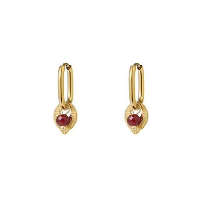 Oorbellen Leafy Hoop Red