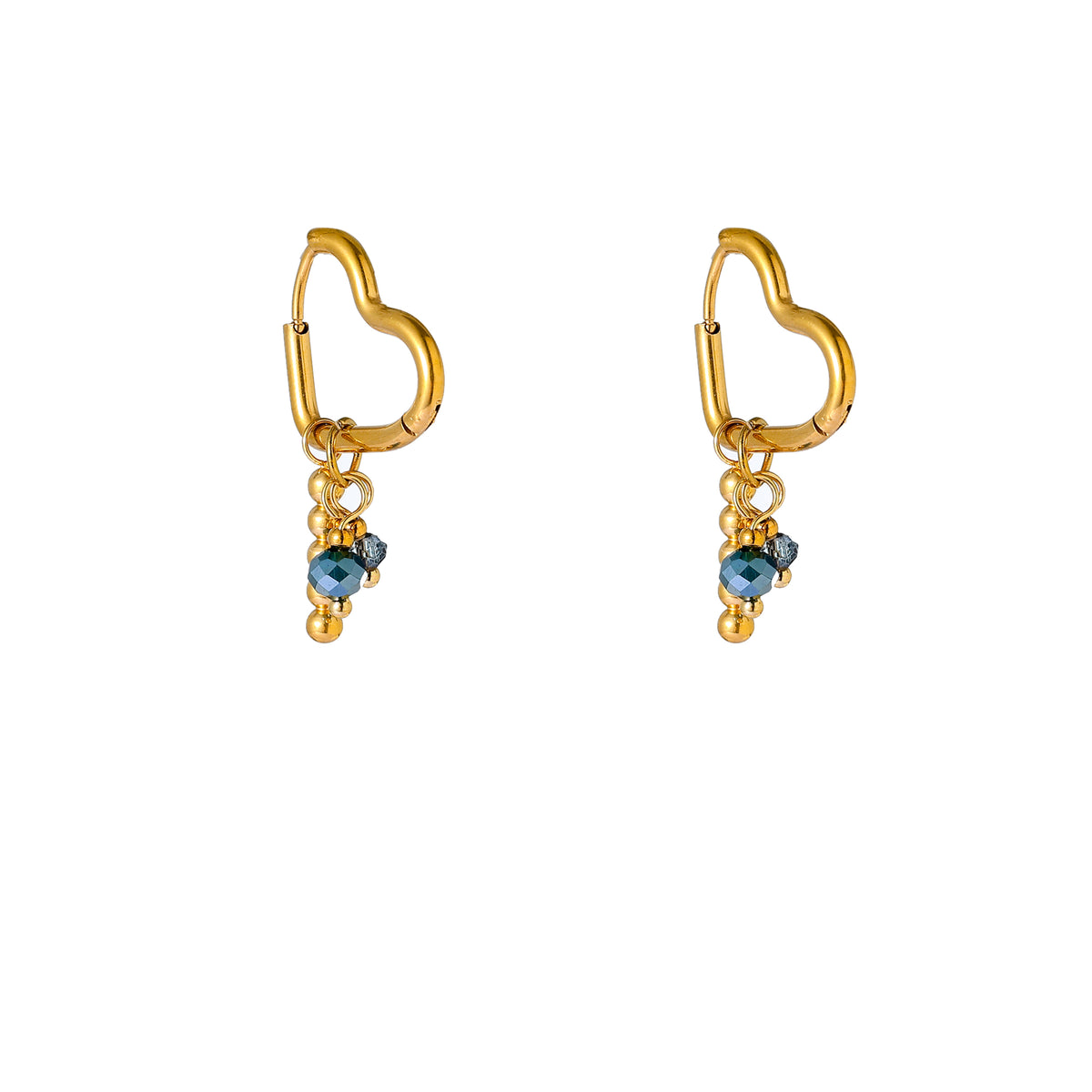 Oorbellen Heart & Stone Green