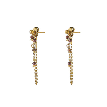 Oorbellen Long Stone Dangle brown