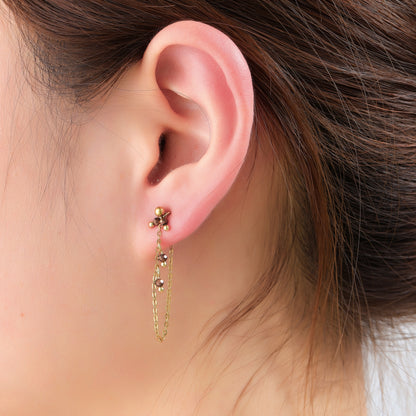 Oorbellen Long Stone Dangle brown