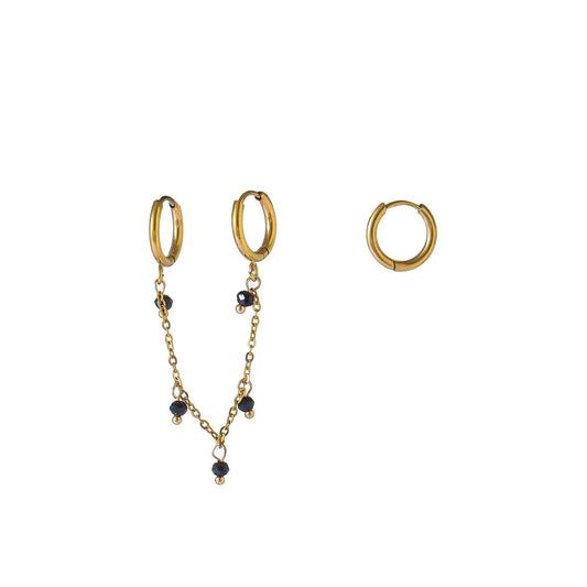 Oorbellen Double Hoop Black