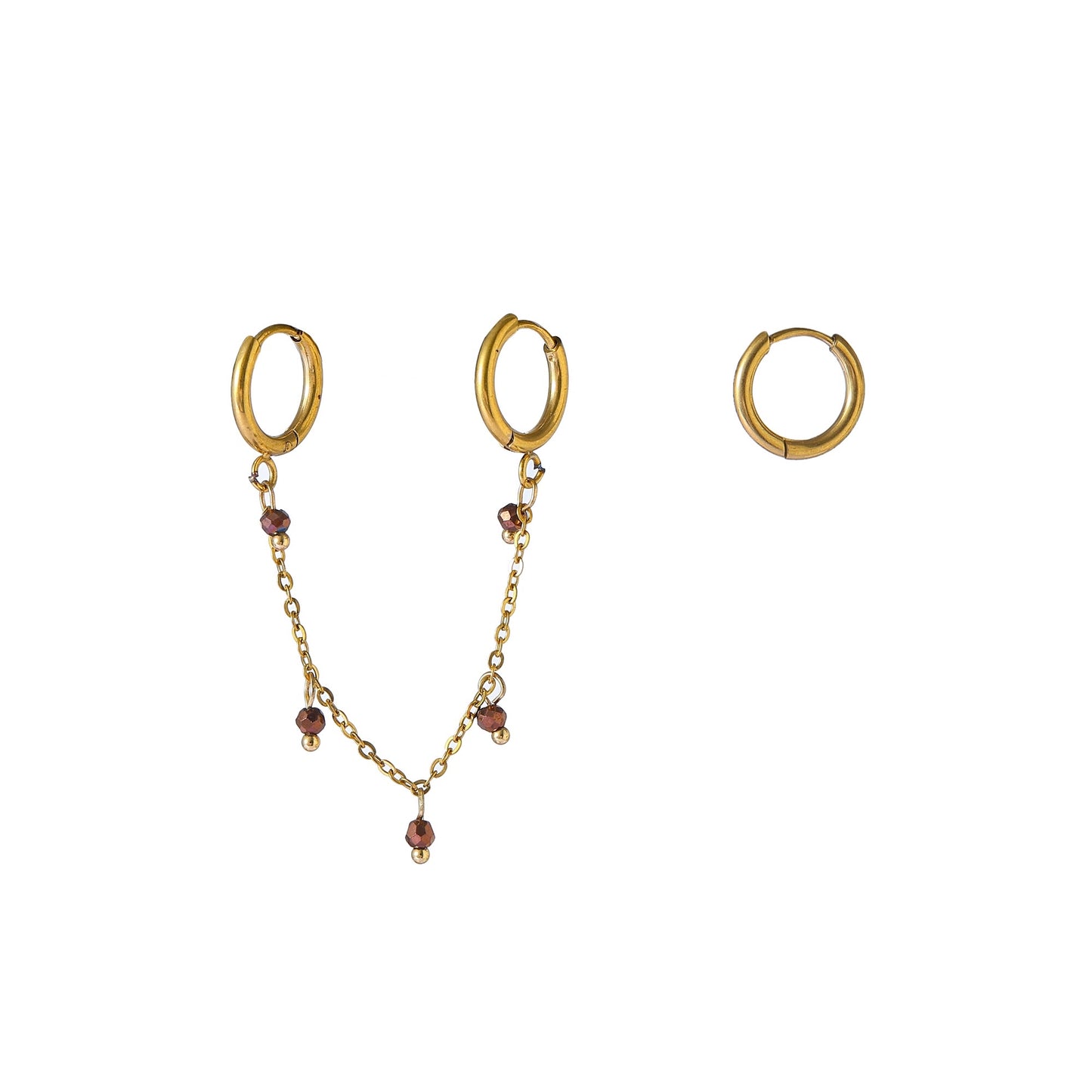 Oorbellen Double Hoop Brown