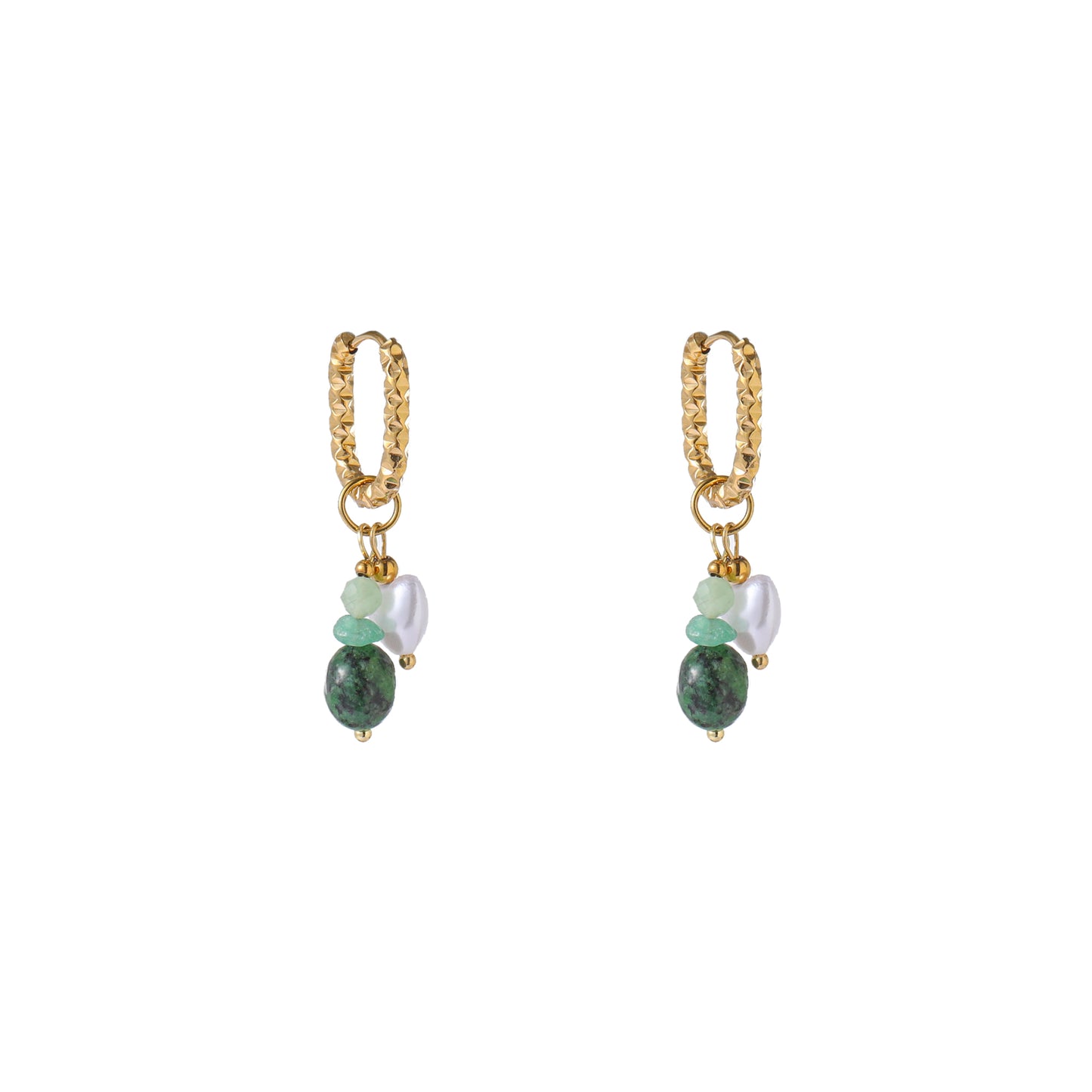 Oorbellen Green Pendants Hoop