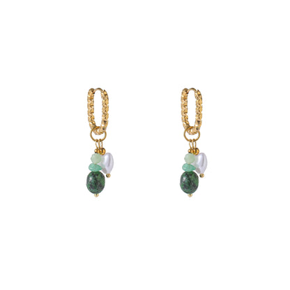 Oorbellen Green Pendants Hoop