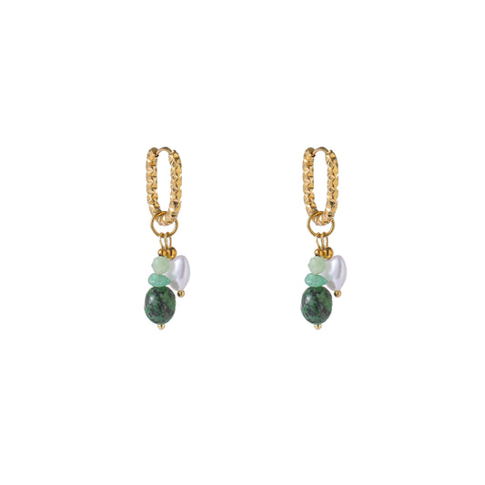 Oorbellen Green Pendants Hoop