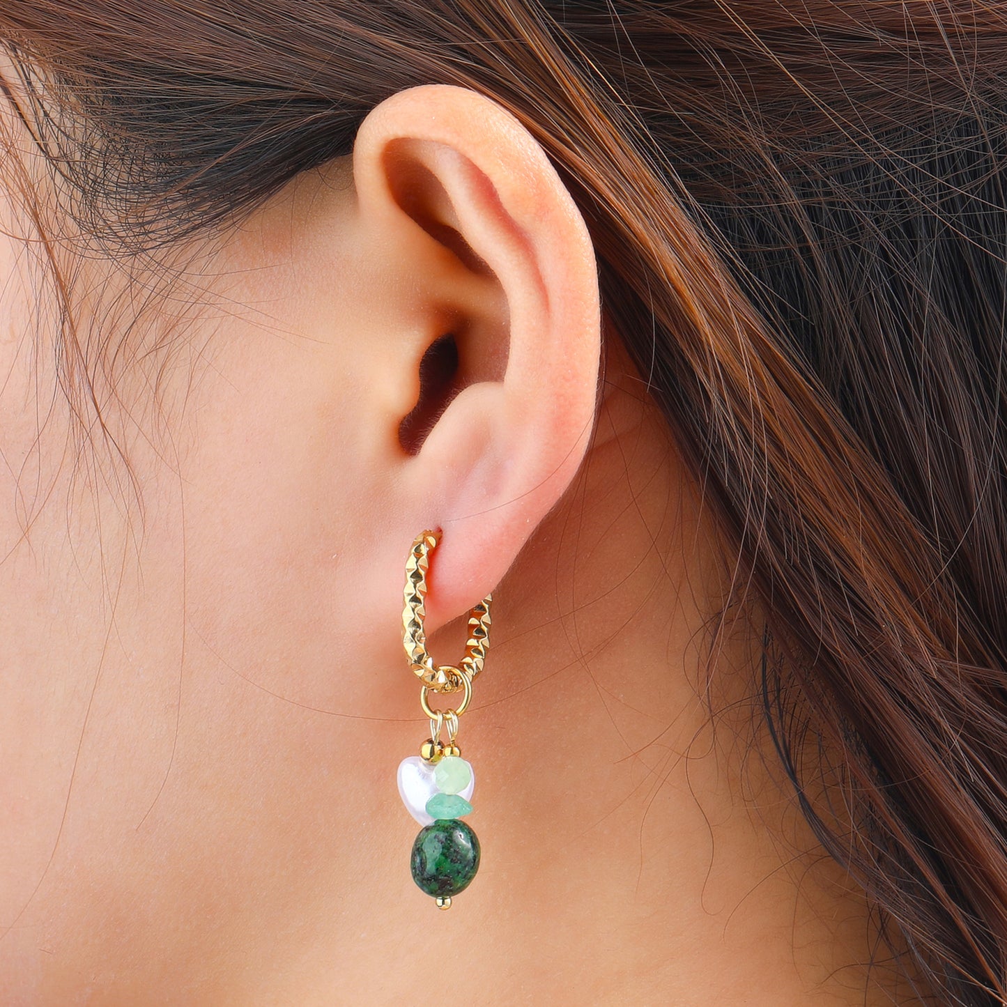 Oorbellen Green Pendants Hoop