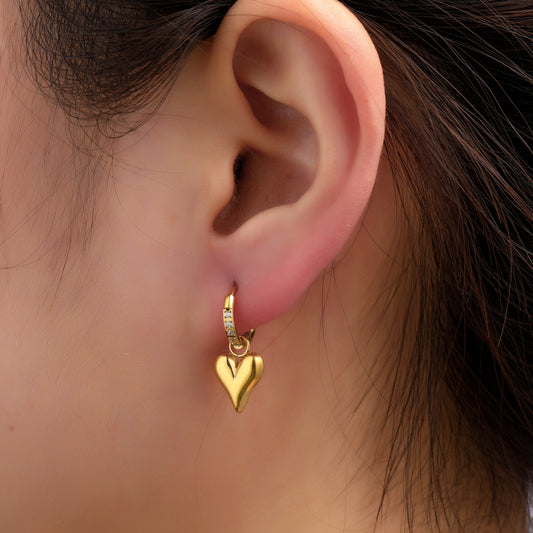 Oorbellen Sparkle Heart Hoop