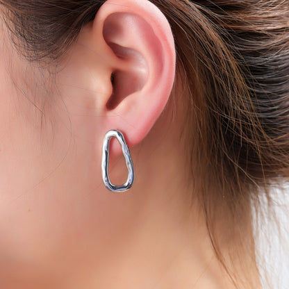 Oorbellen Open Oval Stud zilver