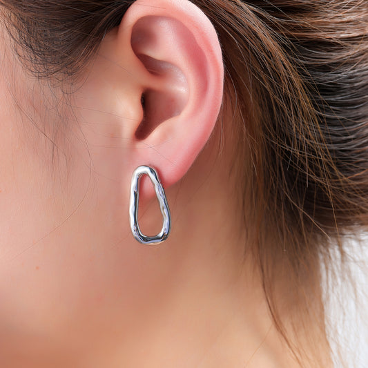 Oorbellen Open Oval Stud zilver