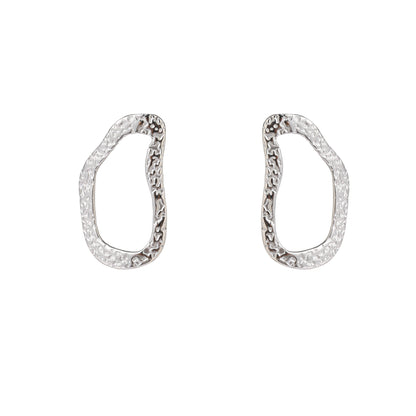 Oorbellen Hammered Open Stud zilver
