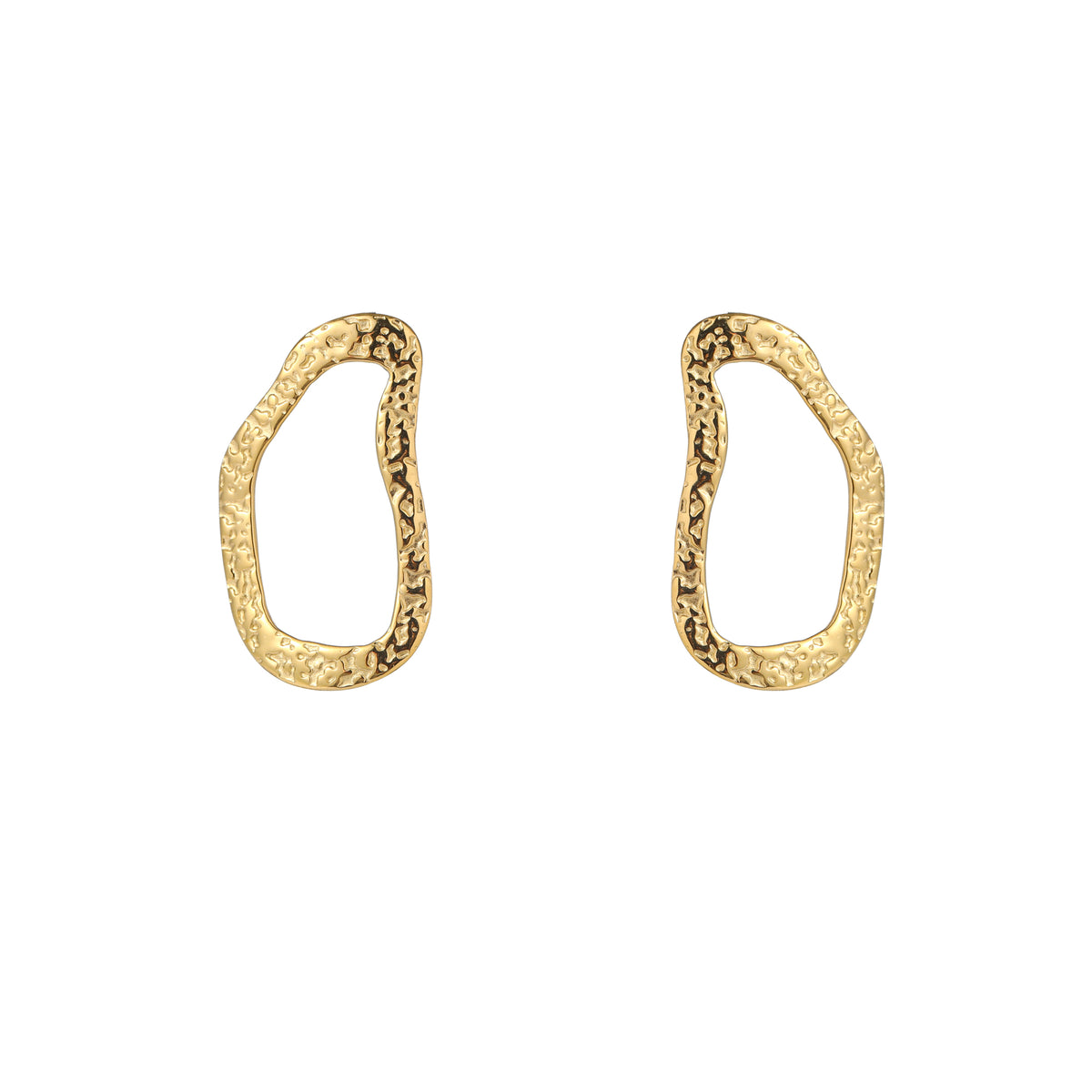 Oorbellen Hammered Open Stud goud