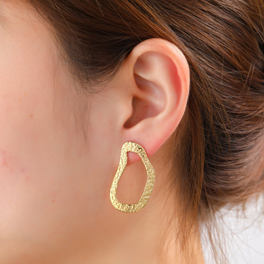 Oorbellen Hammered Open Stud goud