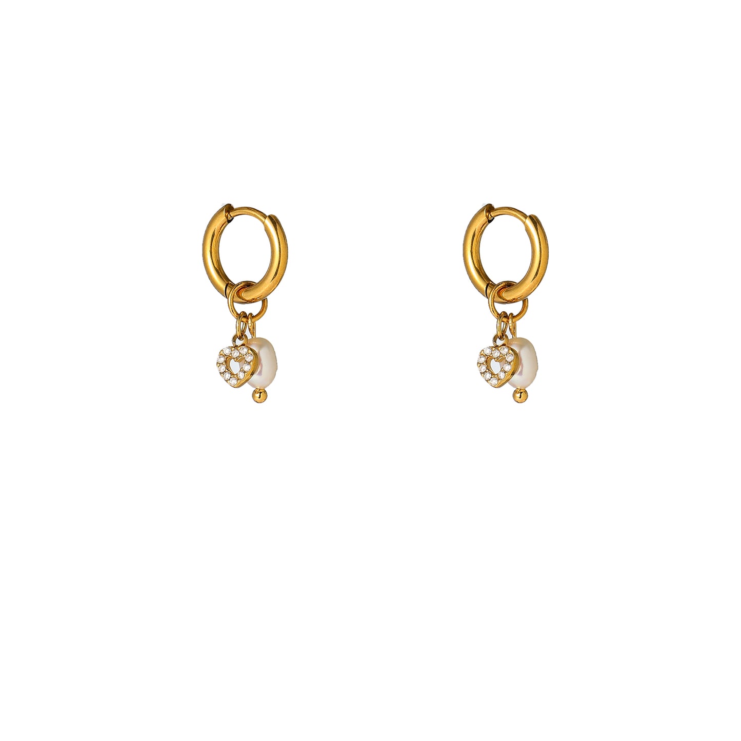 Oorbellen Pearl Heart Hoop