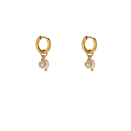 Oorbellen Pearl Heart Hoop