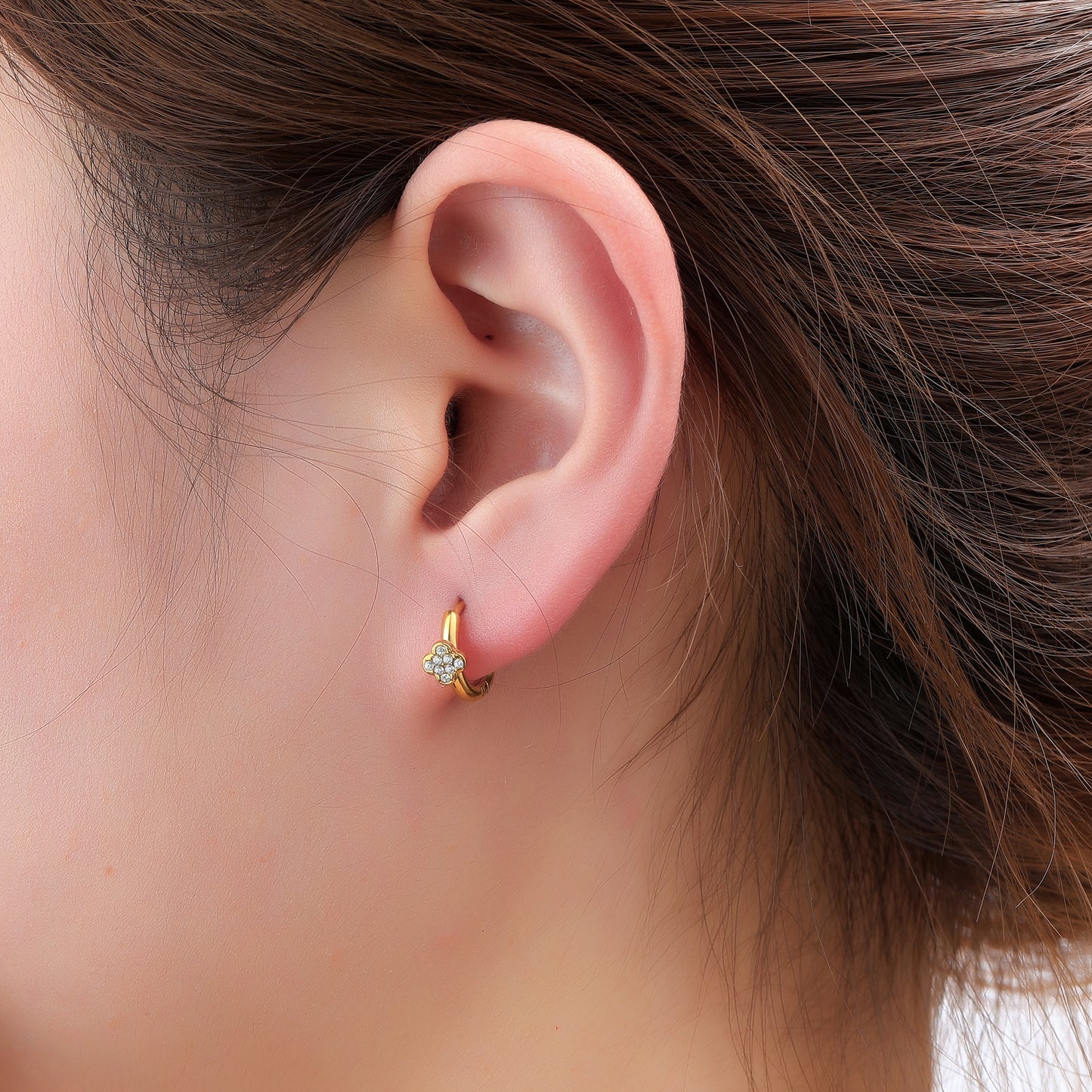 Oorbellen Sparkle Clover Hoop