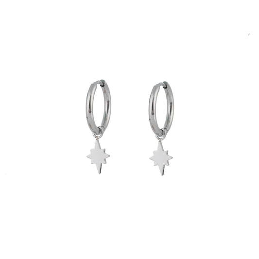 Oorbellen Northern star hoop zilver