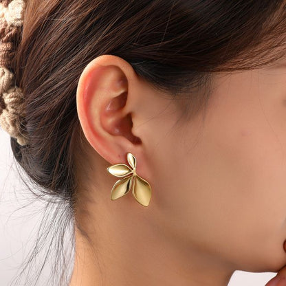 Oorbellen Leafy Half goud