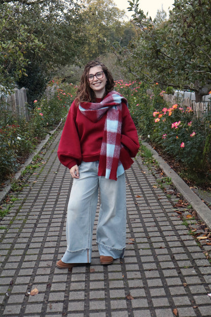 Sjaal Sara rood-blauw