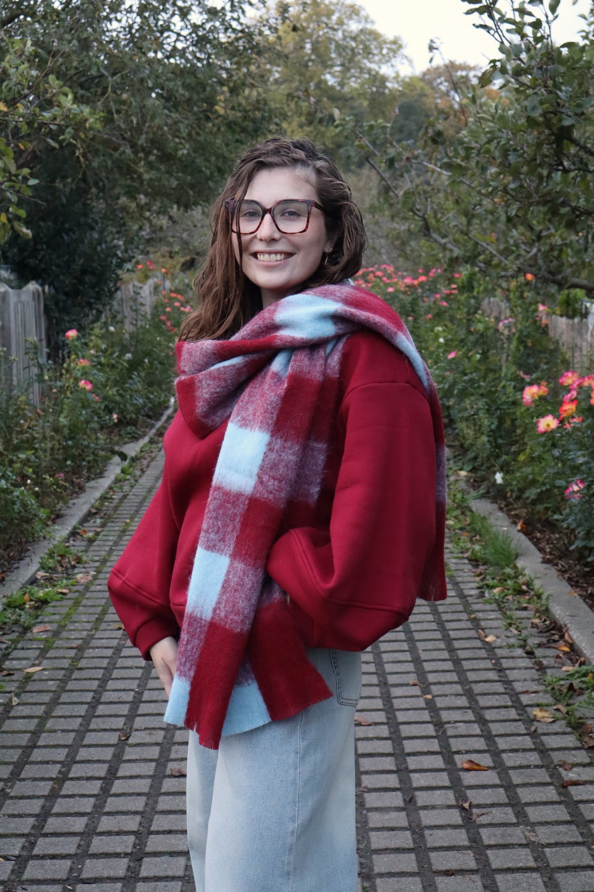 Sjaal Sara rood-blauw