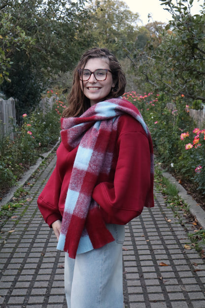 Sjaal Sara rood-blauw