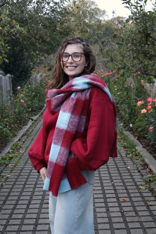 Sjaal Sara rood-blauw