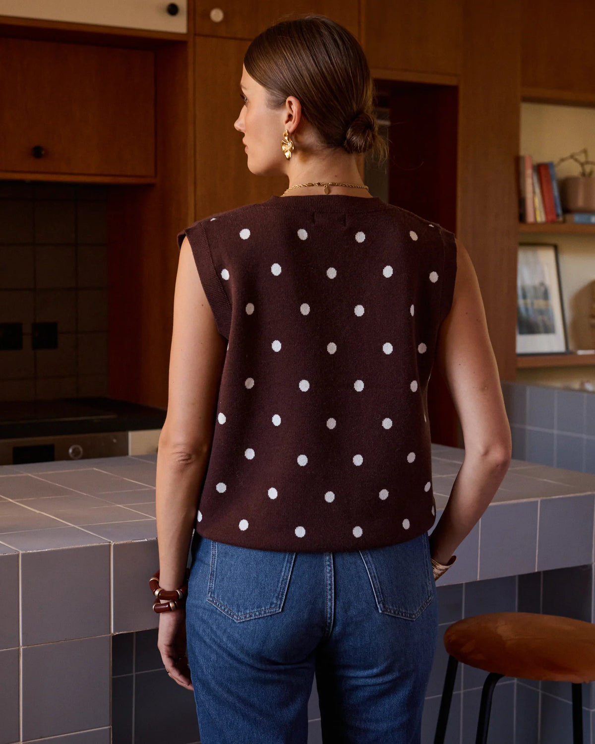 Bruine debardeur Dots