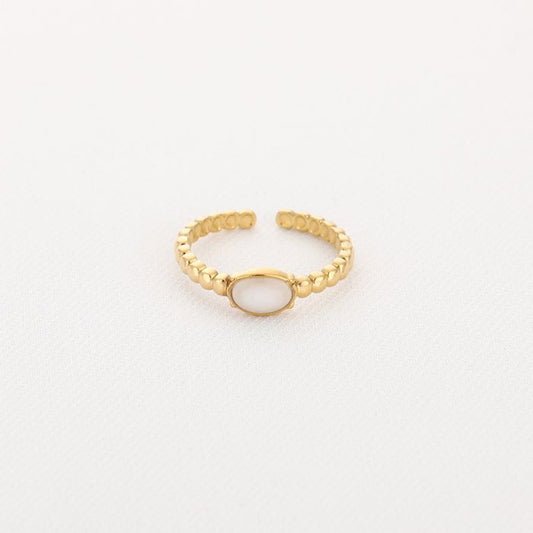 Ring White Stone goud