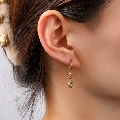 Oorbellen Long Heart Bead Hoop