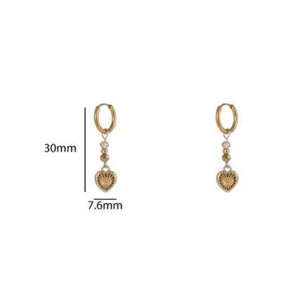 Oorbellen Long Heart Bead Hoop