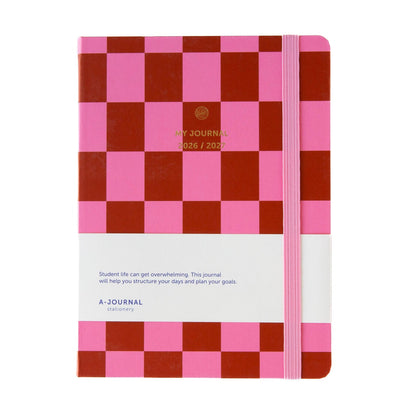 Schoolagenda 26/27 Checkered Pink