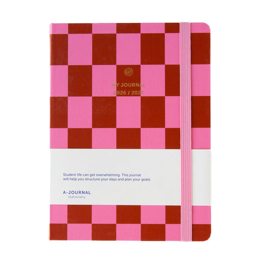 Schoolagenda 26/27 Checkered Pink
