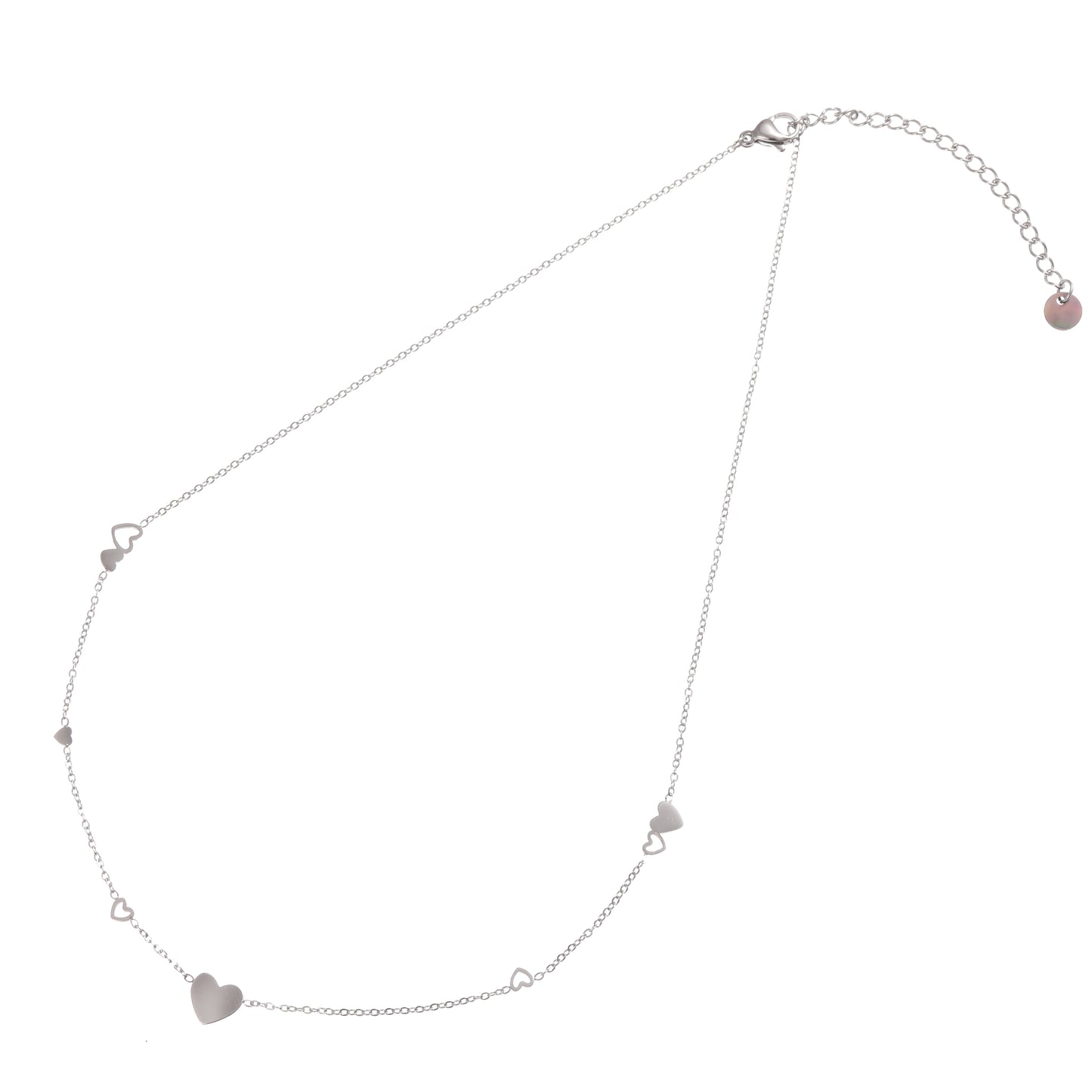 Ketting Flat Hearts zilver