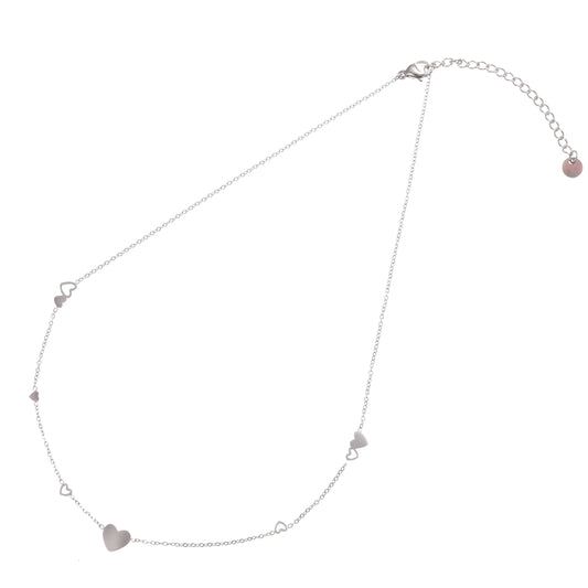 Ketting Flat Hearts zilver