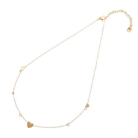 Ketting Flat Hearts goud