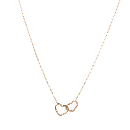 Ketting double heart goud