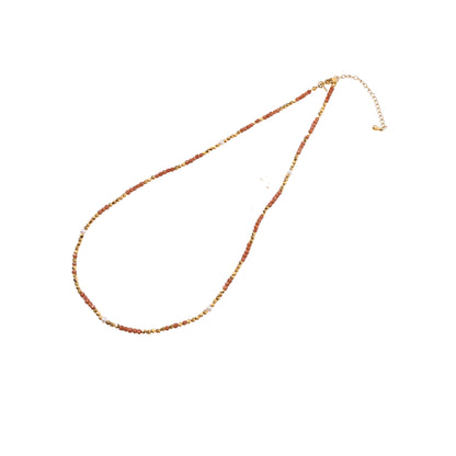 Ketting stones brown+pearl