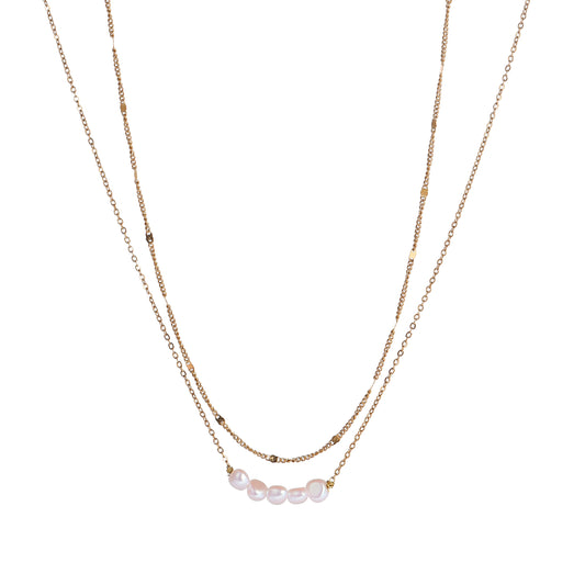 Ketting Double Pearly - Goud