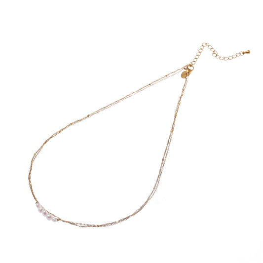Ketting Double Pearly - Goud