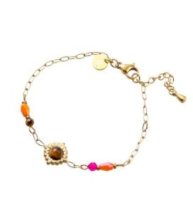 Armbandje Sun Stone brown-fuchsia