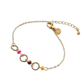 Armbandje 3 Rounds brown-fuchsia