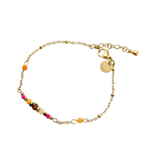 Armbandje Small Stones brown-fuchsia