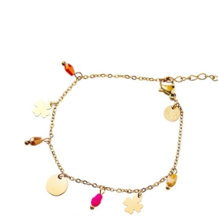 Armbandje Clovers Pendants brown-fuchsia