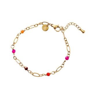 Armbandje Oval Chain brown-fuchsia